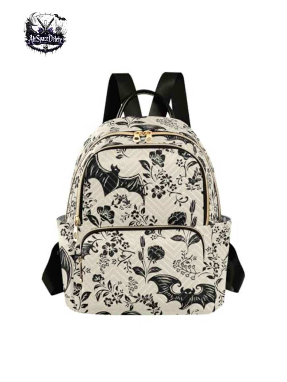 Quilted Water Resistant Polyester Backpack Purse Multi-Pocket Travel Bag